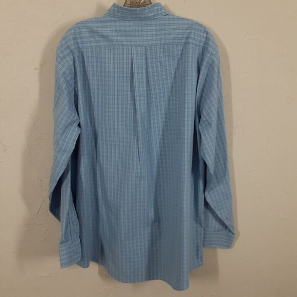 LL Bean Adult Mens 16-34 Traditional Fit Blue Plaid Long Sleeve Button Up Shirt - Picture 6 of 8